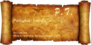Petyka Teréz névjegykártya